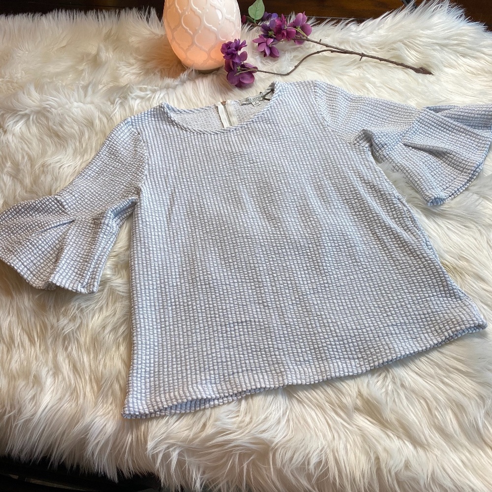 NWT Green Envelope Blue White Striped Top
